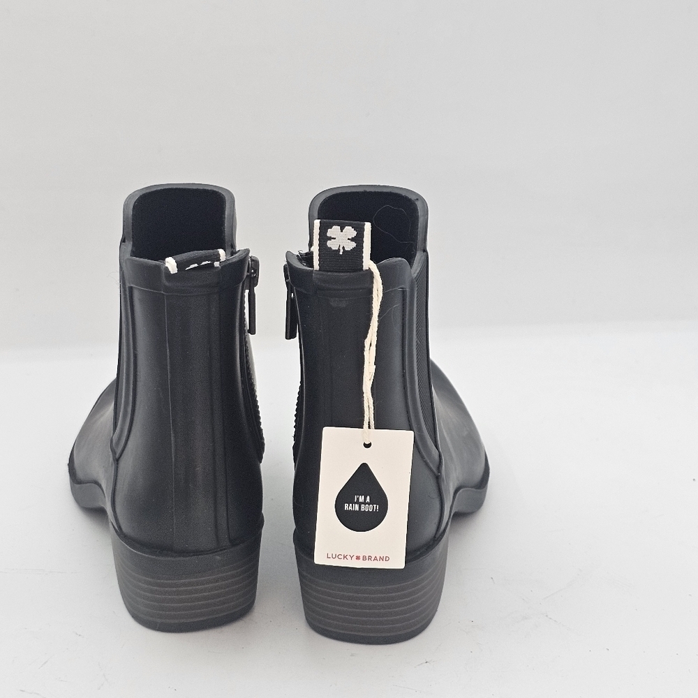 Lucky Brand Basel Black Rain Boots Size 8 Waterproof Chelsea Booties - Picture 6 of 10
